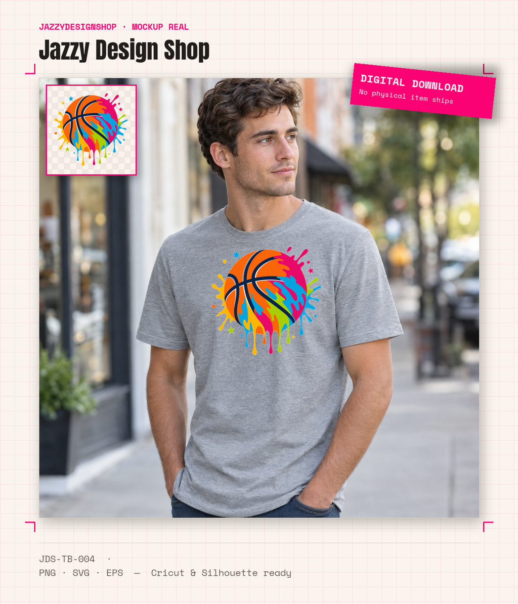[Digital Download] Color Pop Basketball Tee SVG PNG EPS Cricut Silhouette Sublimation Design