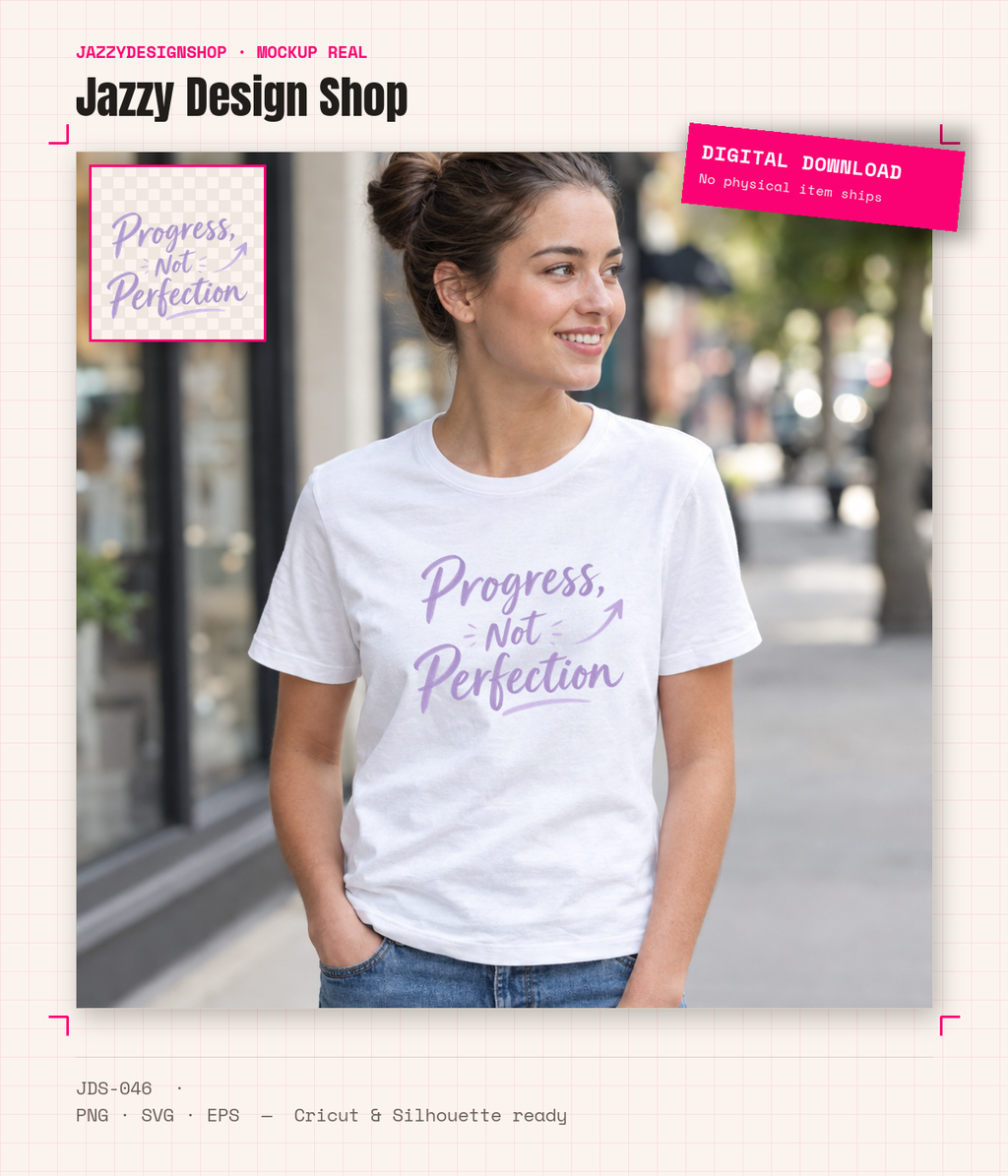 [Digital Download] Progress Not Perfection T-Shirt SVG PNG EPS Cricut Silhouette Sublimation Design