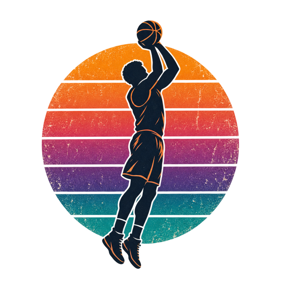 [Digital Download] Retro Basketball Silhouette T-Shirt SVG PNG EPS Cricut Silhouette Sublimation Design