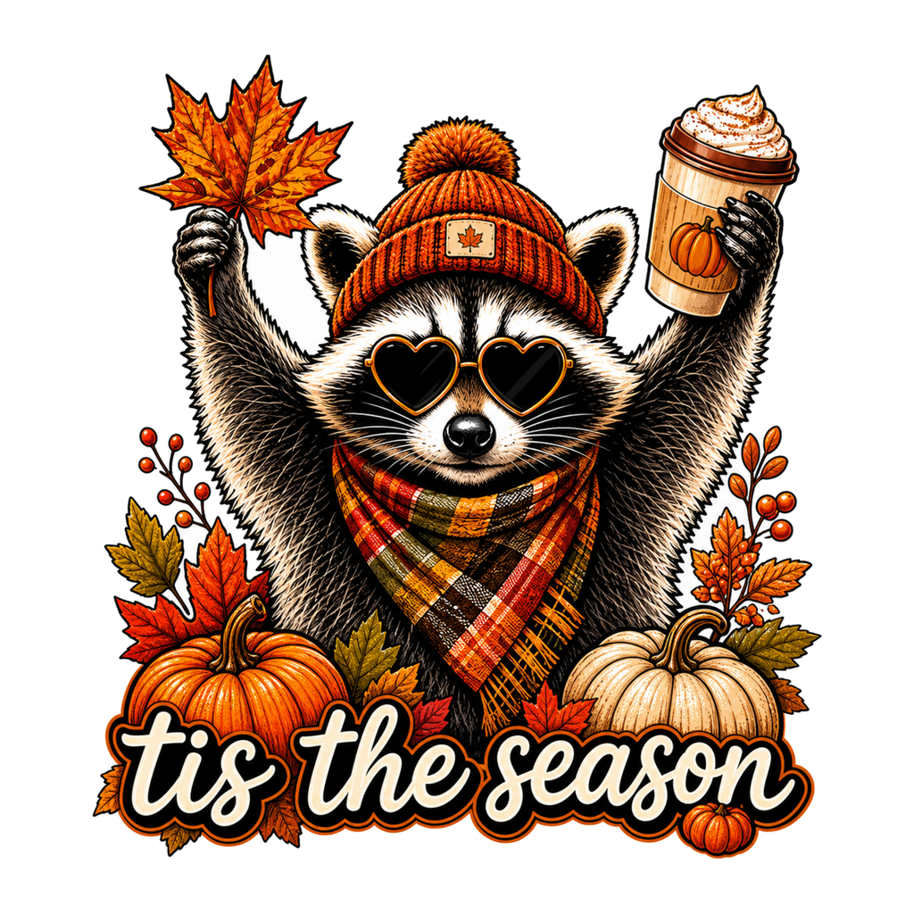 [Digital Download] Tis The Season Pink Raccoon Tee SVG PNG EPS Cricut Silhouette Sublimation Design