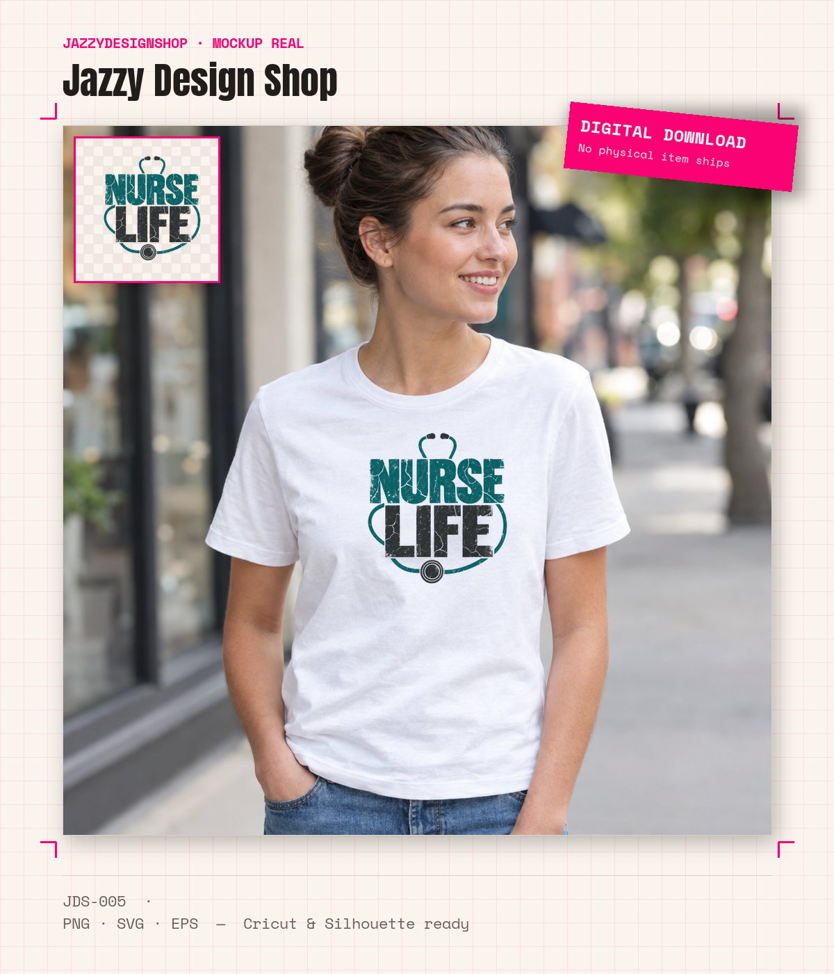 [Digital Download] Nurse Life Distressed T-Shirt SVG PNG EPS Cricut Silhouette Sublimation Design