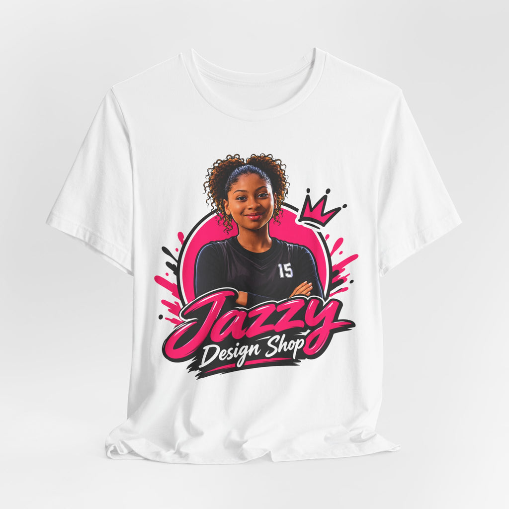 Jazzy Design Shop Mascot Tee | Basketball Girl Crown Logo Shirt | Brand Mascot Shirt | Basketball Queen Gift Tee