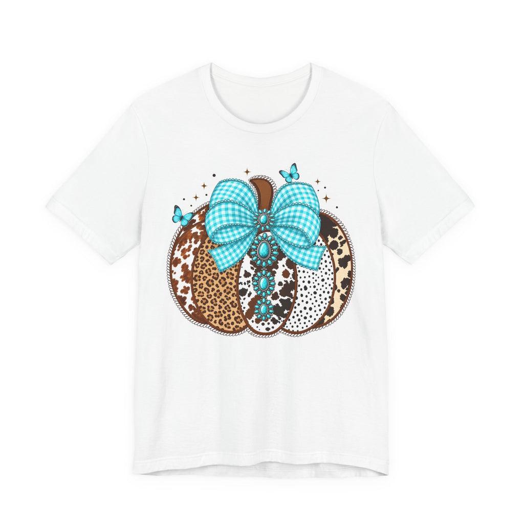 Western Bling Pumpkin Tee | Turquoise Leopard Pumpkin Shirt | Fall Gift Tee | Cowgirl Autumn Design