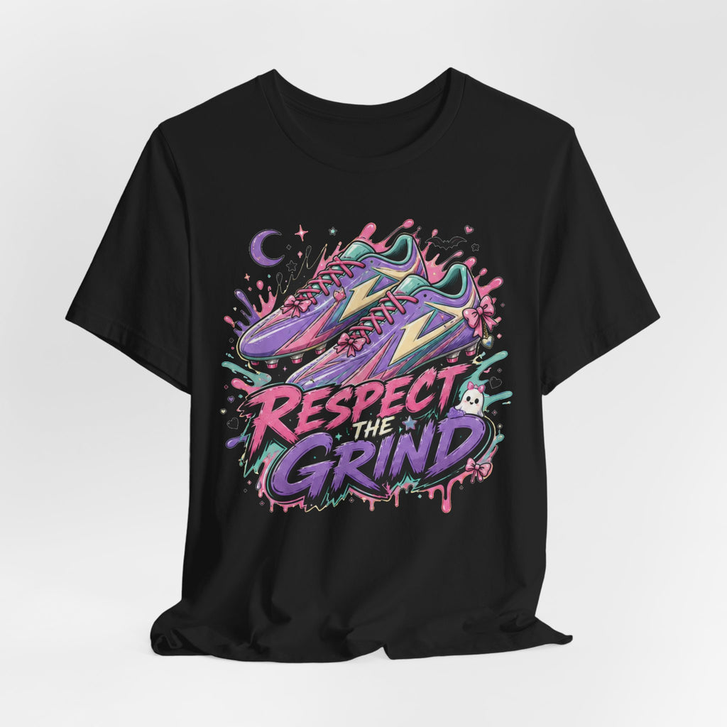 Respect The Grind Cleats Tee | Pastel Soccer Cleats Shirt | Soccer Gift Tee | Halloween Soccer Design