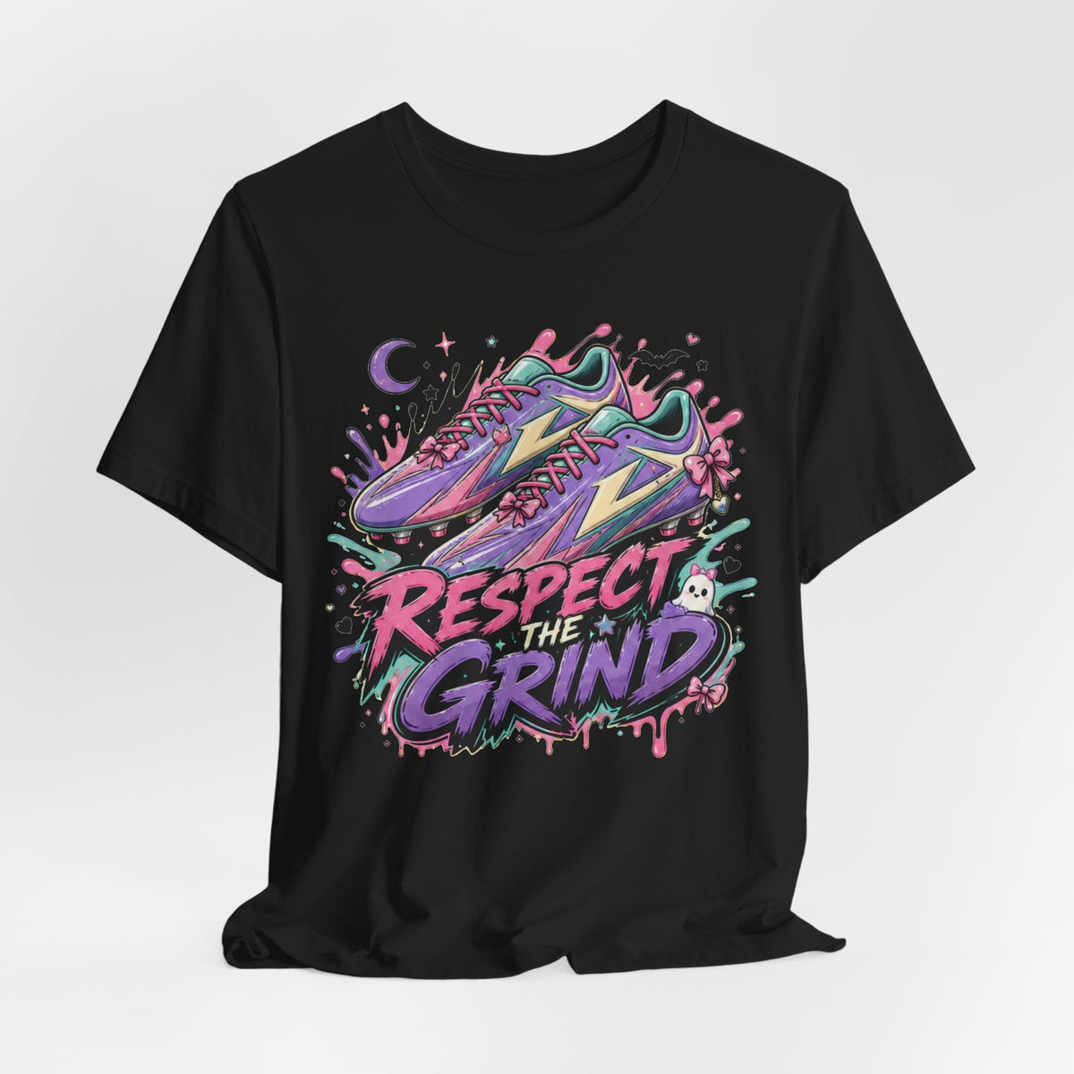 Respect The Grind Cleats Tee | Pastel Soccer Cleats Shirt | Soccer Gift Tee | Halloween Soccer Design