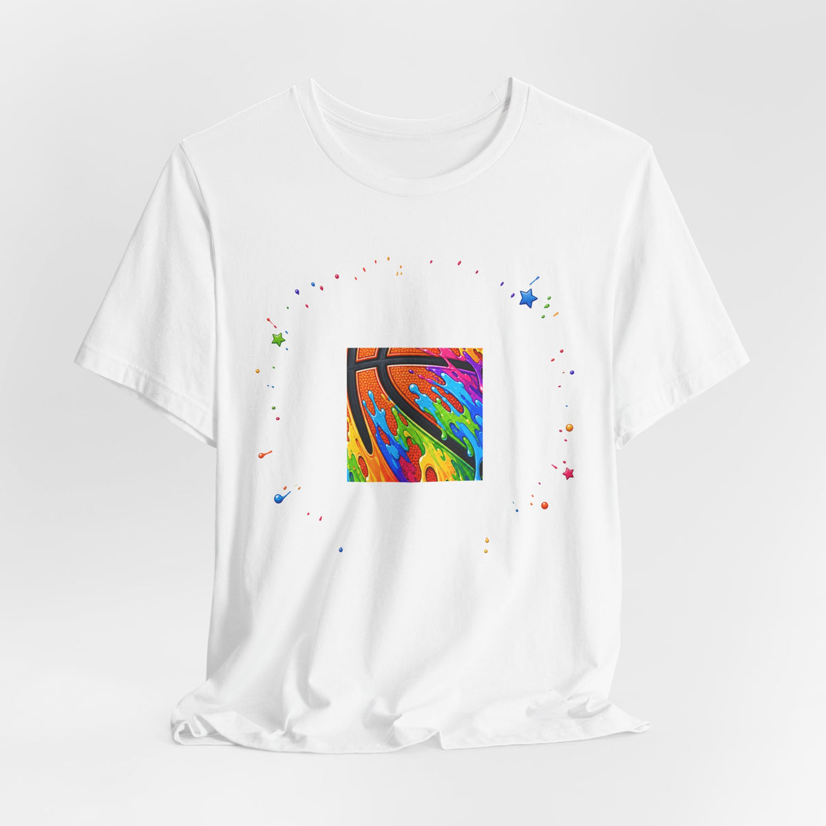 Rainbow Drip Basketball Tee | Colorful Paint Splash Basketball Shirt | Basketball Lover Gift | Bold Basketball Graphic Tee
