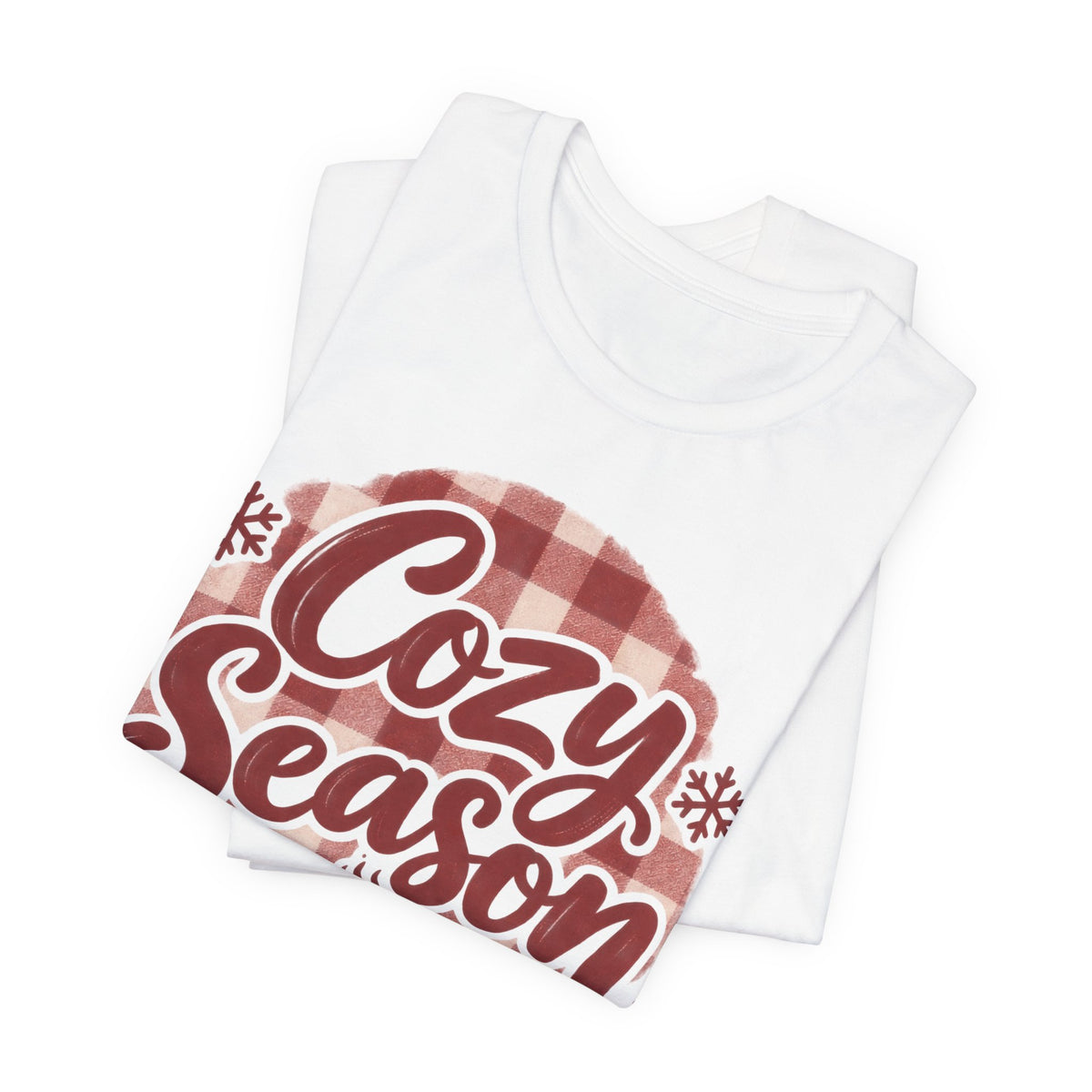Cozy Season T-Shirt | Plaid Winter Hand-Lettered Tee | Cozy Christmas Gift Shirt