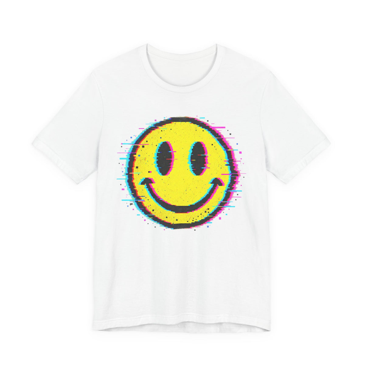 Y2K Glitch Smiley Tee | Distorted Smiley Face Shirt | Glitch Streetwear Shirt | Y2K Glitch Gift Tee