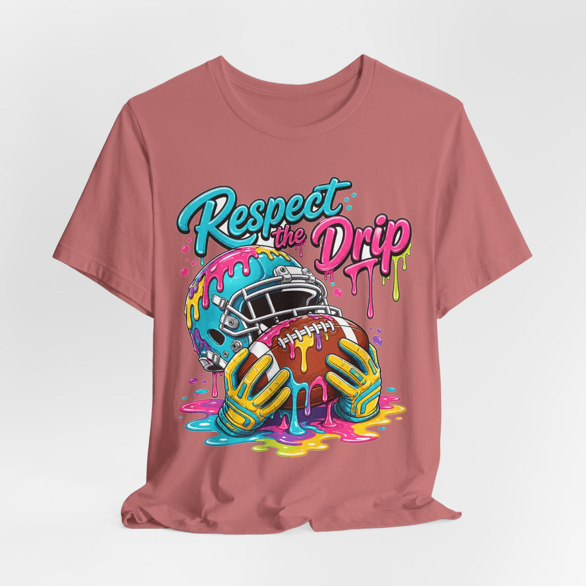 Respect The Drip Neon Tee | Bold Football Paint Drip Shirt | Football Graphic Gift | Bright Sports Tee