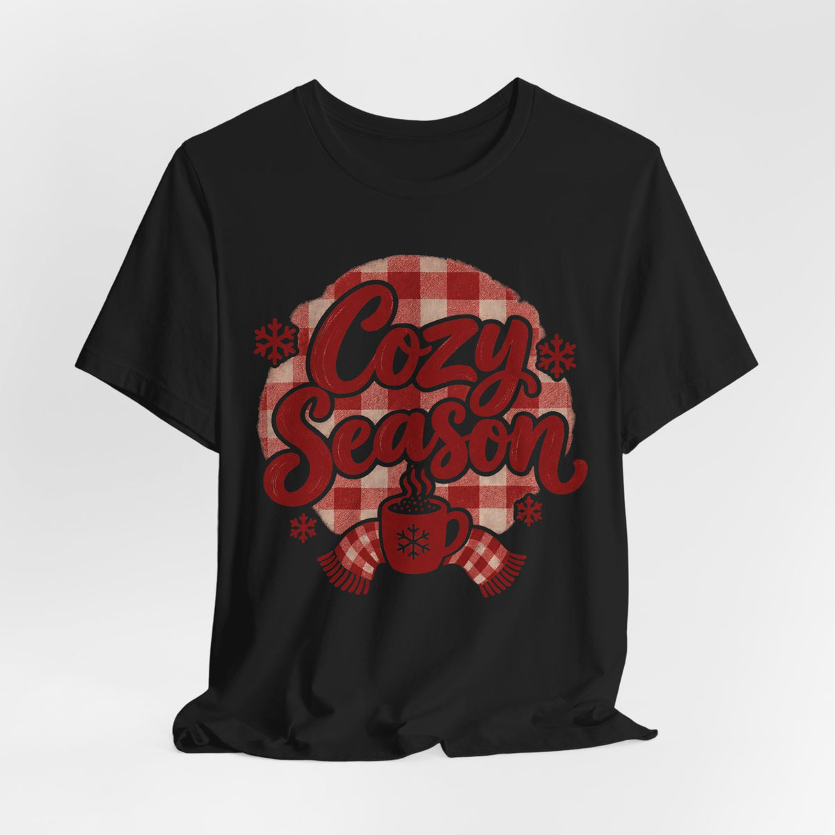 Cozy Season T-Shirt | Plaid Winter Hand-Lettered Tee | Cozy Christmas Gift Shirt