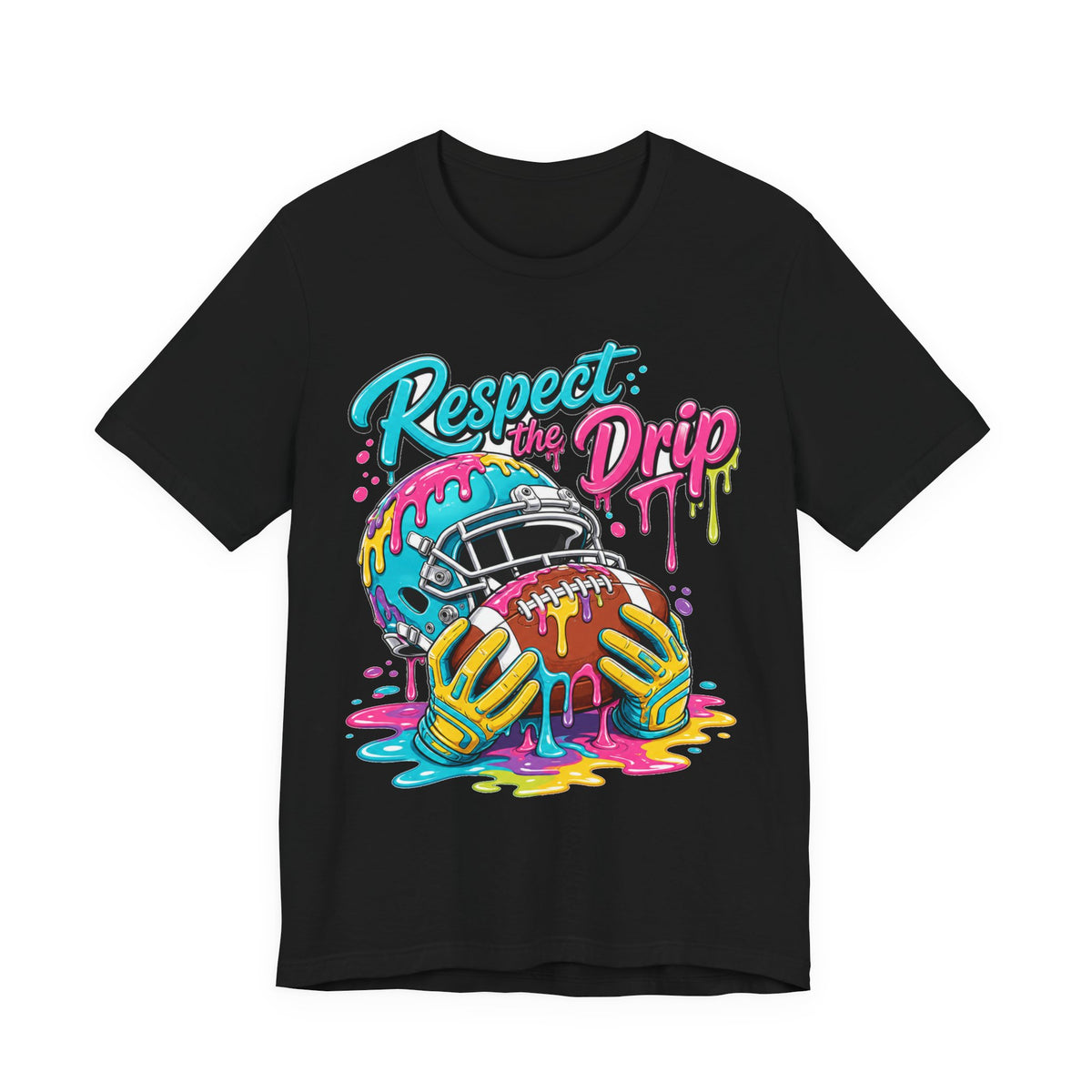 Respect The Drip Neon Tee | Bold Football Paint Drip Shirt | Football Graphic Gift | Bright Sports Tee