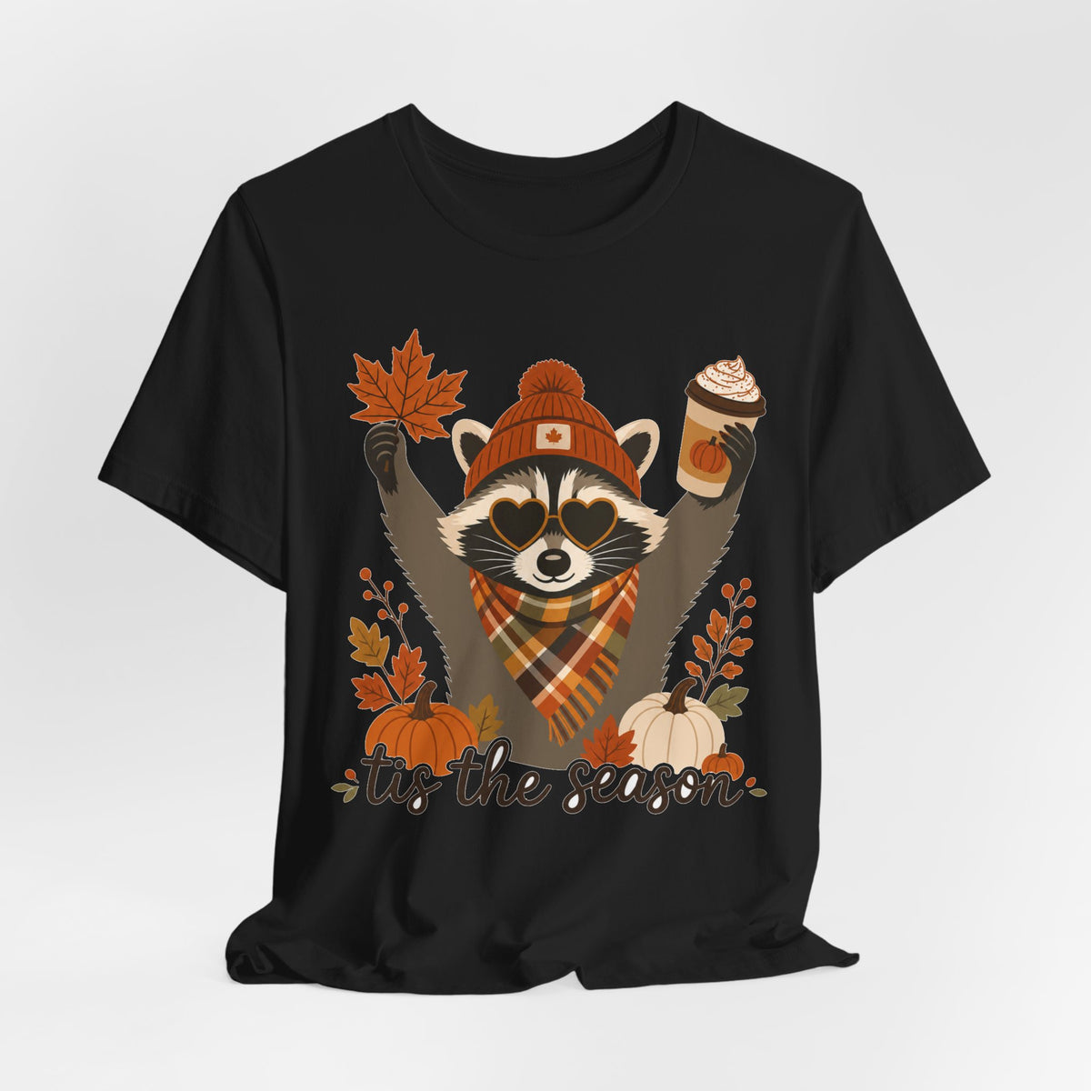 Tis The Season Raccoon Tee | Cute Fall Raccoon Shirt | Autumn Gift Tee | Cozy Pumpkin Spice Design