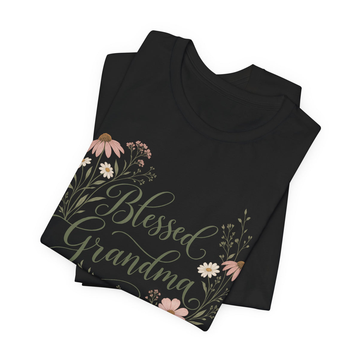 Blessed Grandma Floral Script T-Shirt | Boho Grandma Gift Shirt | Grandmother Quote Tee | Mother's Day Gift