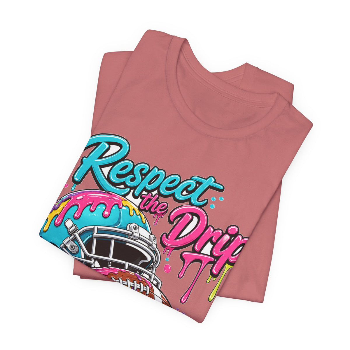 Respect The Drip Neon Tee | Bold Football Paint Drip Shirt | Football Graphic Gift | Bright Sports Tee