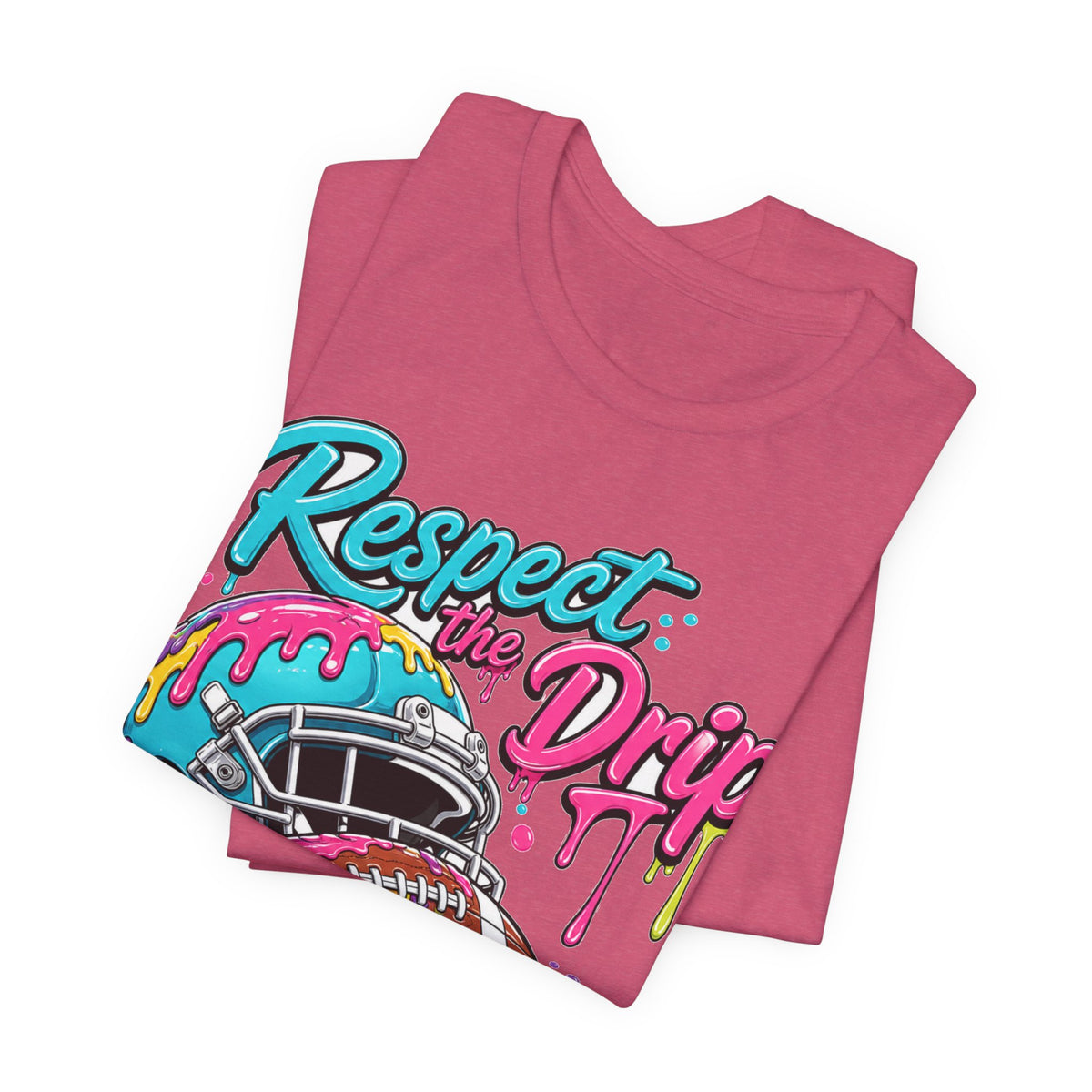 Respect The Drip Neon Tee | Bold Football Paint Drip Shirt | Football Graphic Gift | Bright Sports Tee