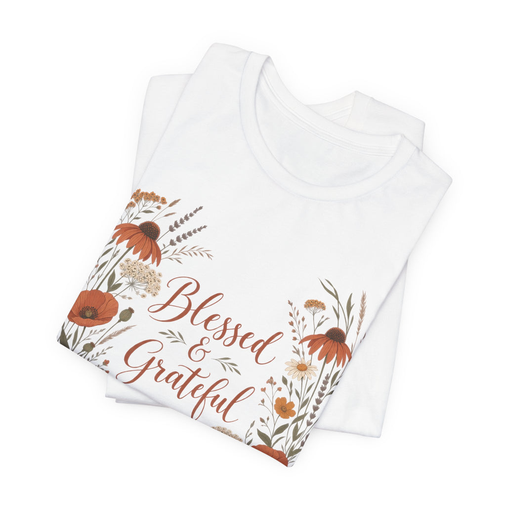 Blessed and Grateful Boho Floral T-Shirt | Faith Gratitude Tee | Christian Gift Shirt