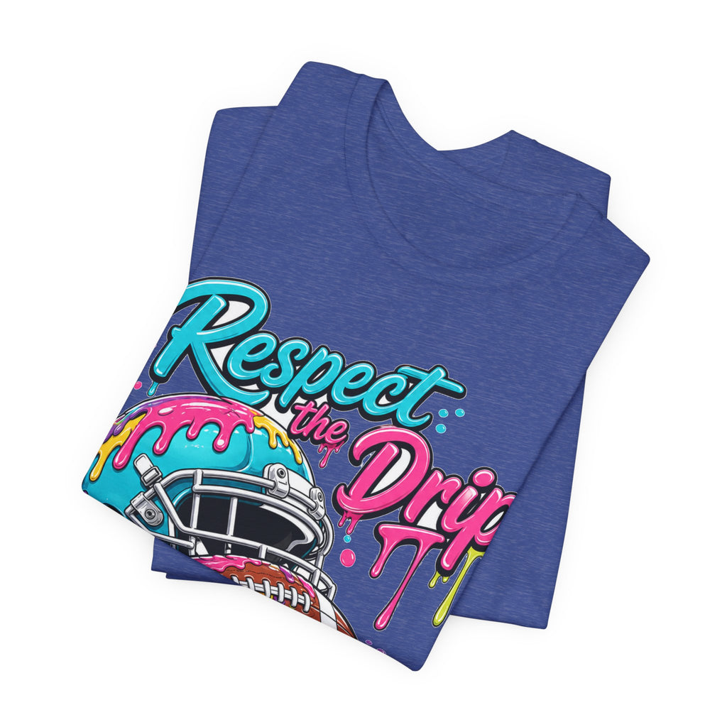 Respect The Drip Neon Tee | Bold Football Paint Drip Shirt | Football Graphic Gift | Bright Sports Tee