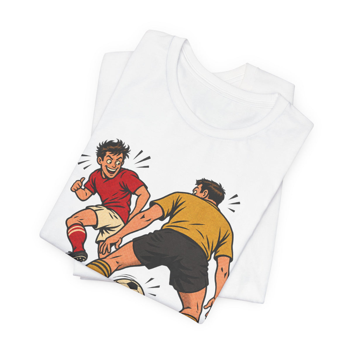 Soccer Action Comic Tee | Bold Soccer Duel Design | Soccer Gift Tee | Comic Pop Art Soccer Shirt