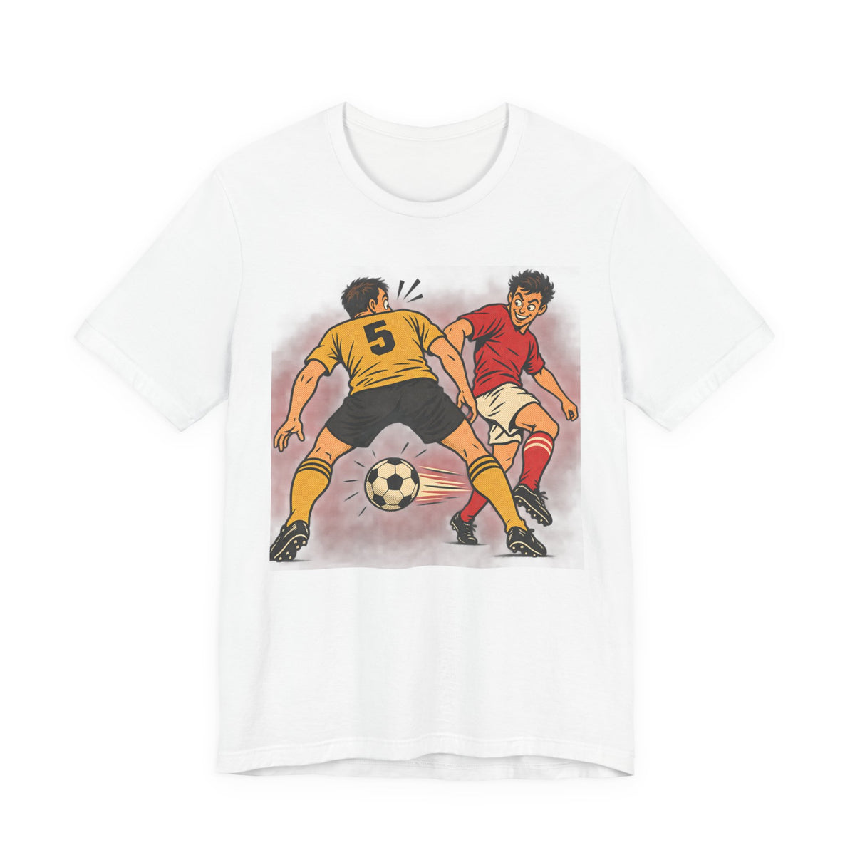 Soccer Action Comic Tee | Bold Soccer Duel Design | Soccer Gift Tee | Comic Pop Art Soccer Shirt