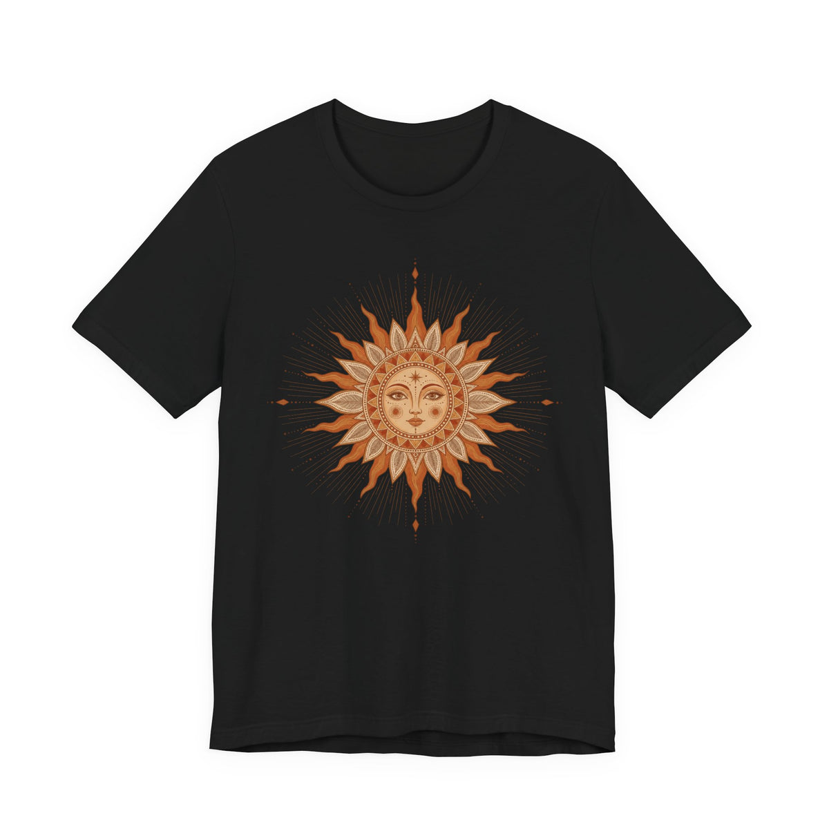 Boho Sun Mandala T-Shirt | Bohemian Sun Rays Linework Tee | Earthy Mandala Gift Shirt