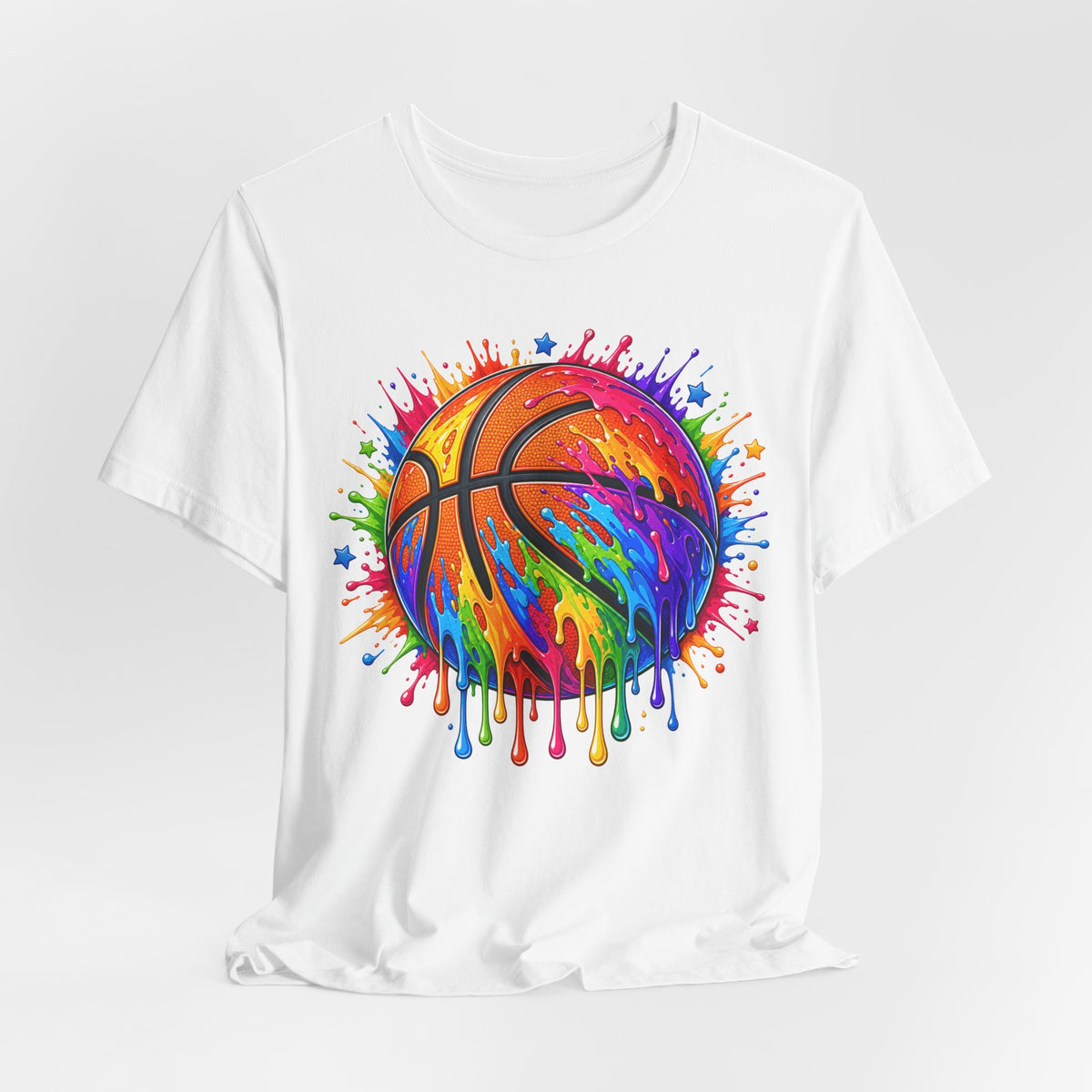 Rainbow Drip Basketball Tee | Colorful Paint Splash Basketball Shirt | Basketball Lover Gift | Bold Basketball Graphic Tee