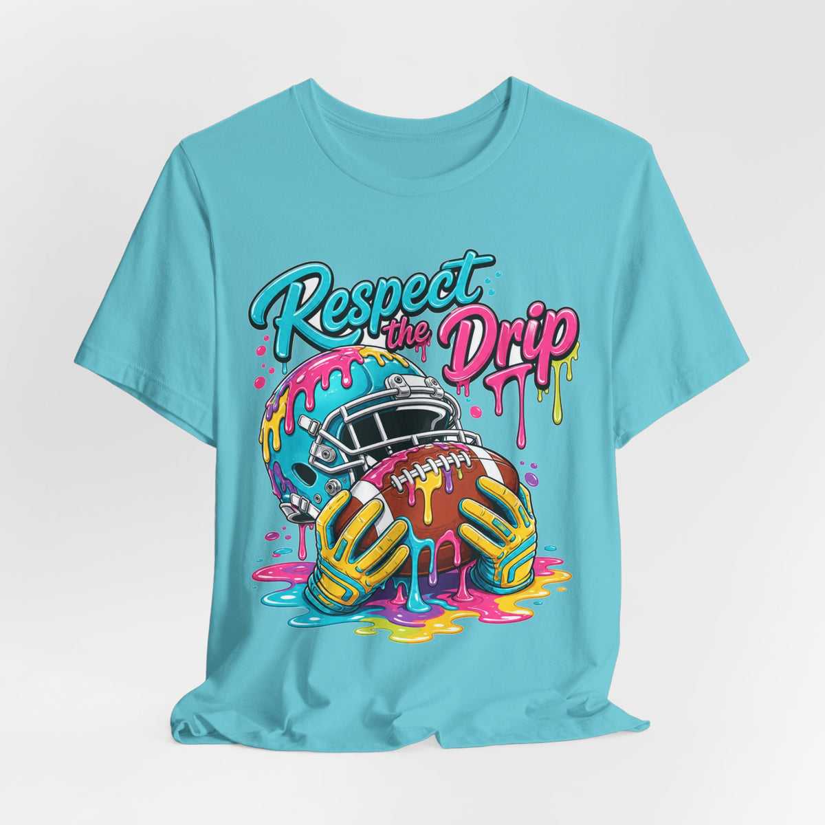 Respect The Drip Neon Tee | Bold Football Paint Drip Shirt | Football Graphic Gift | Bright Sports Tee