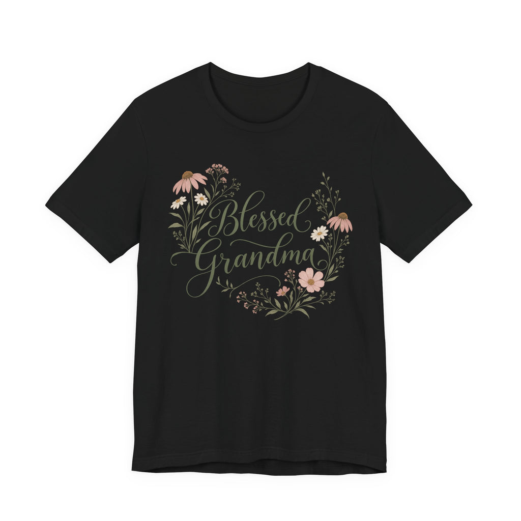 Blessed Grandma Floral Script T-Shirt | Boho Grandma Gift Shirt | Grandmother Quote Tee | Mother's Day Gift