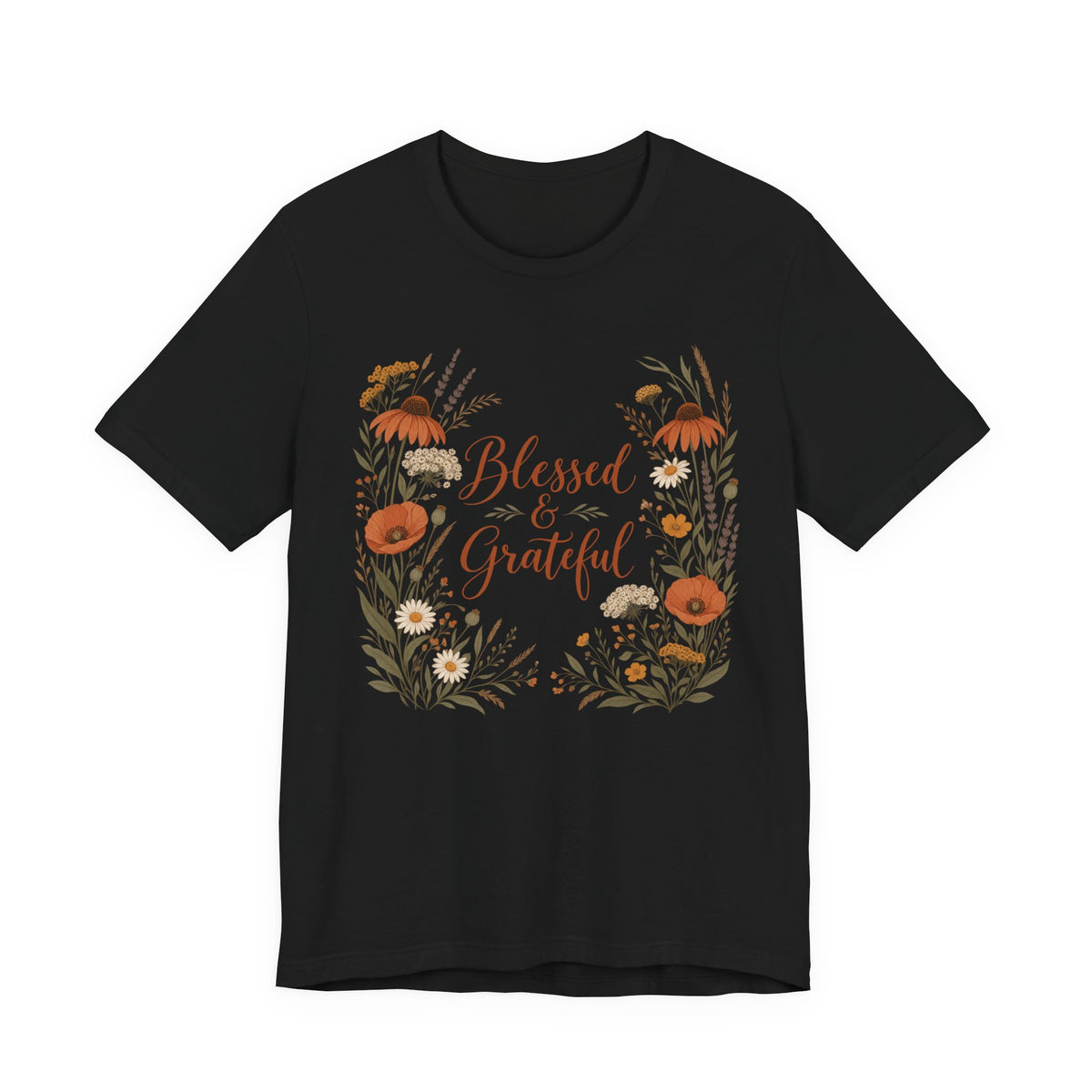 Blessed and Grateful Boho Floral T-Shirt | Faith Gratitude Tee | Christian Gift Shirt