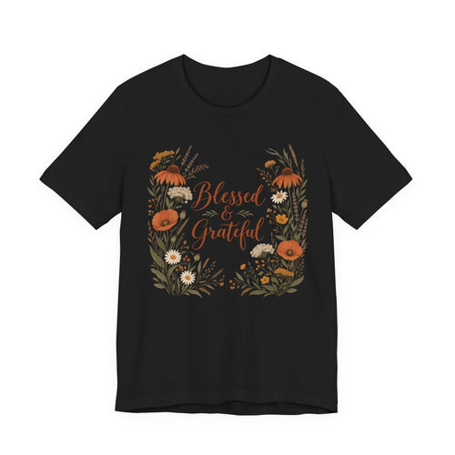 Blessed and Grateful Boho Floral T-Shirt | Faith Gratitude Tee | Christian Gift Shirt
