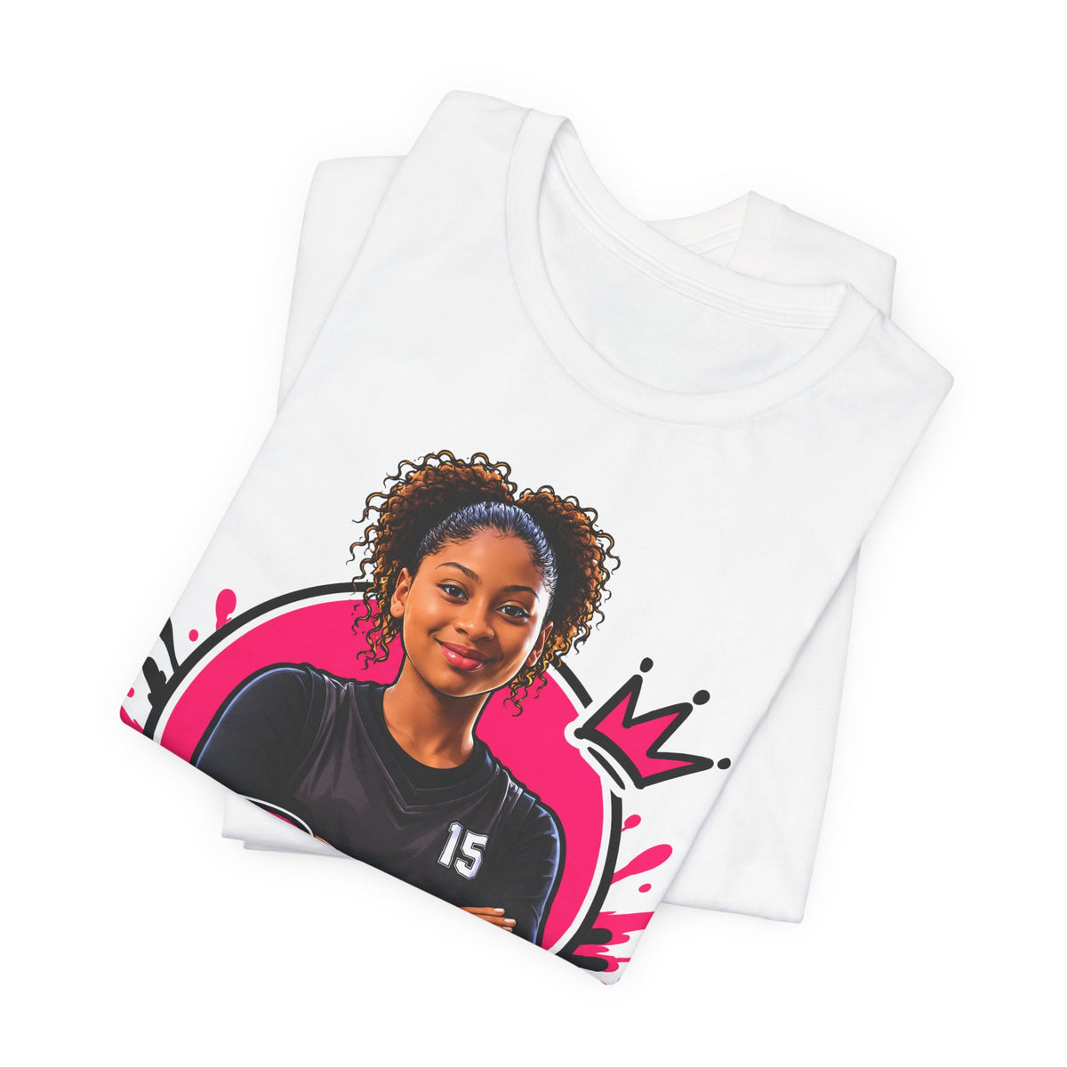 Jazzy Design Shop Mascot Tee | Basketball Girl Crown Logo Shirt | Brand Mascot Shirt | Basketball Queen Gift Tee