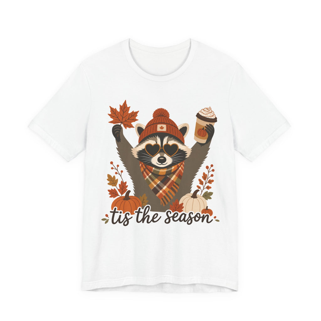 Tis The Season Raccoon Tee | Cute Fall Raccoon Shirt | Autumn Gift Tee | Cozy Pumpkin Spice Design