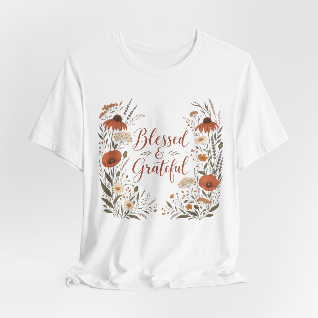 Blessed and Grateful Boho Floral T-Shirt | Faith Gratitude Tee | Christian Gift Shirt