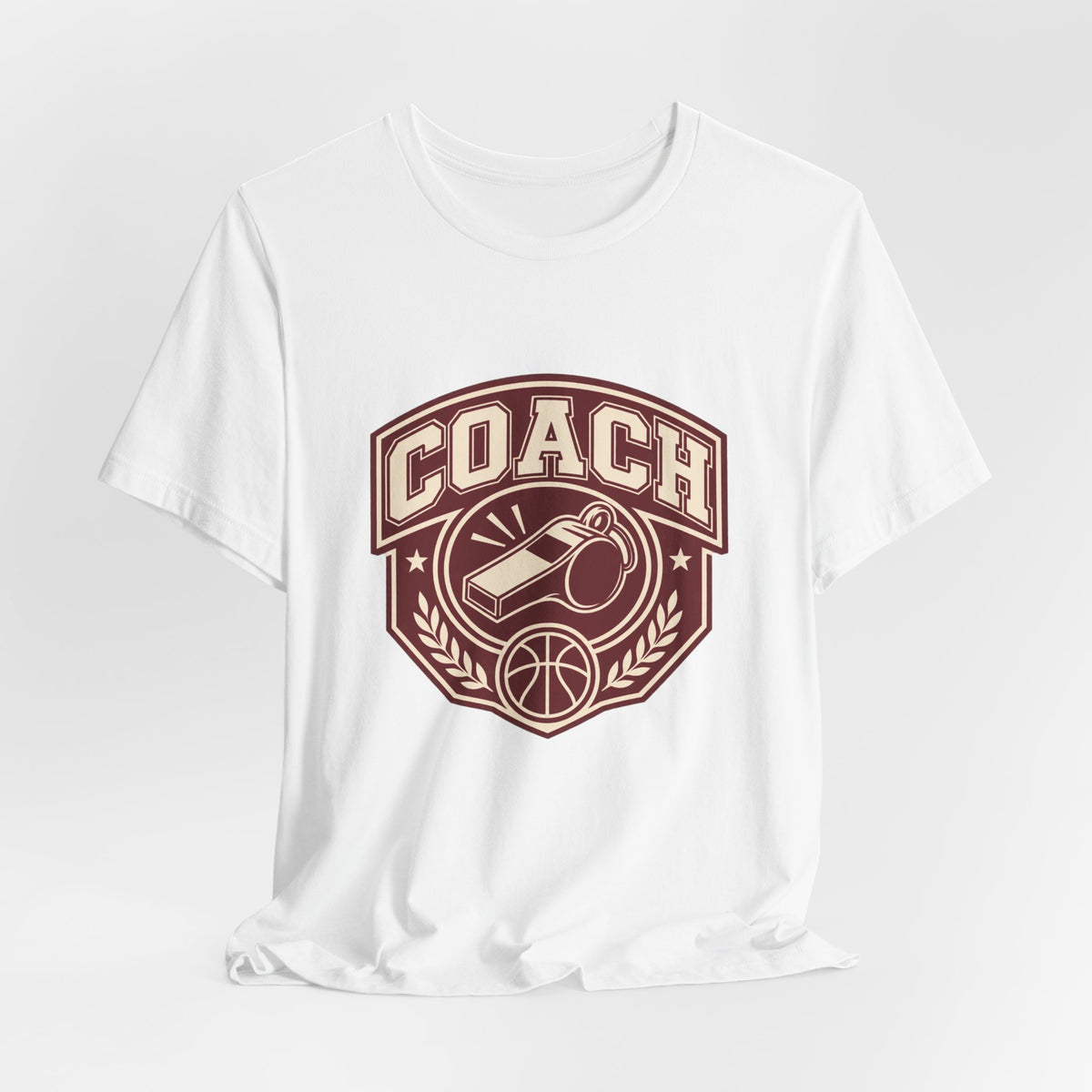 Basketball Coach T-Shirt | Whistle Varsity Badge Tee | Coach Appreciation Gift Shirt