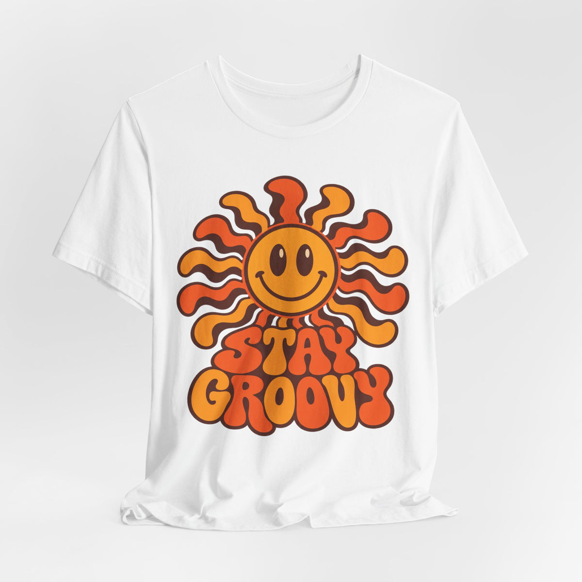 Groovy Smiley Sun 70s T-Shirt | Retro Psychedelic Tee | Stay Groovy Gift Shirt