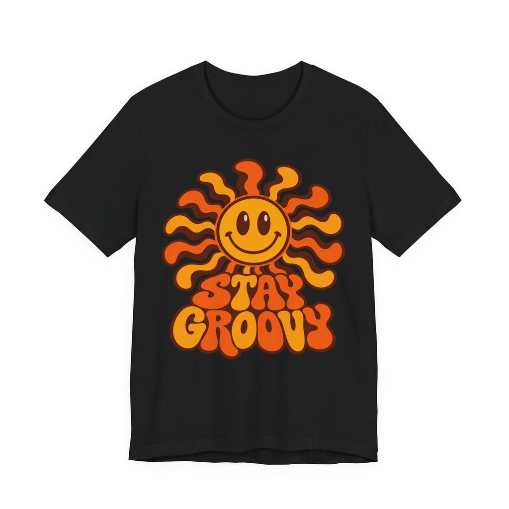 Groovy Smiley Sun 70s T-Shirt | Retro Psychedelic Tee | Stay Groovy Gift Shirt