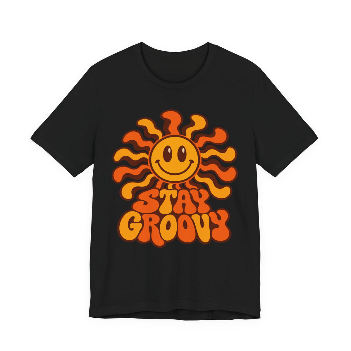Groovy Smiley Sun 70s T-Shirt | Retro Psychedelic Tee | Stay Groovy Gift Shirt