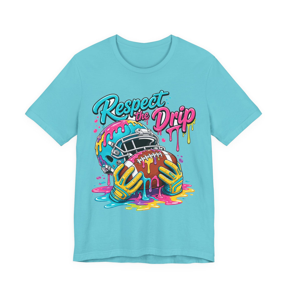 Respect The Drip Neon Tee | Bold Football Paint Drip Shirt | Football Graphic Gift | Bright Sports Tee