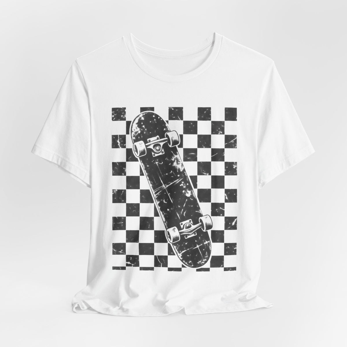 Checkerboard Skater T-Shirt | Vintage 90s Skate Culture Tee | Retro Black White Streetwear Gift