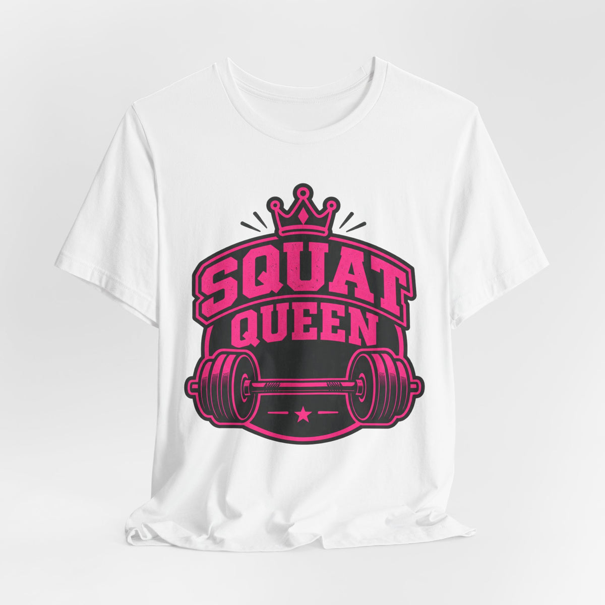 Squat Queen Retro Badge T-Shirt | Gym Girl Weightlifting Tee | Fitness Queen Gift Shirt
