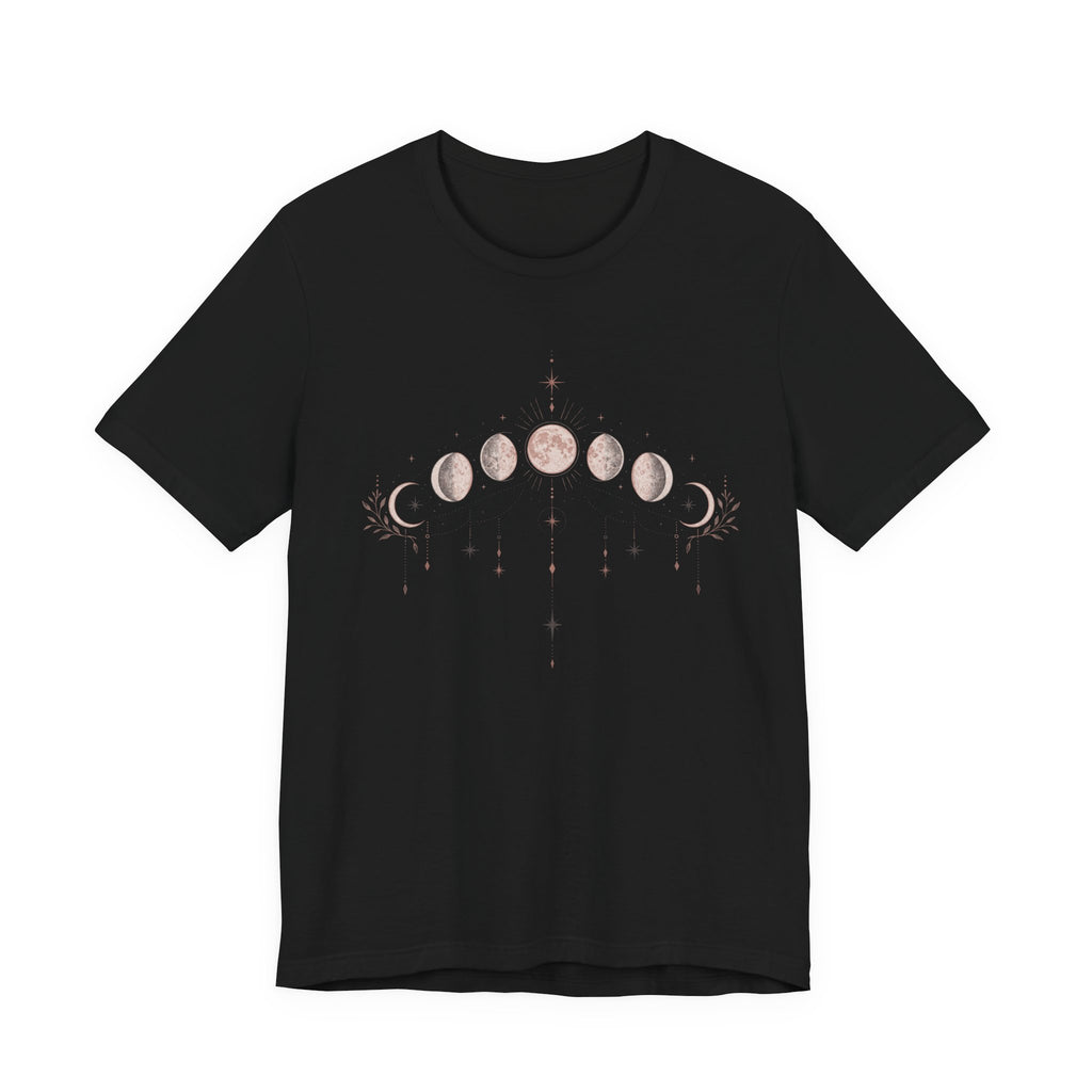 Moon Phases T-Shirt | Boho Celestial Linework Tee | Mystical Lunar Gift Shirt