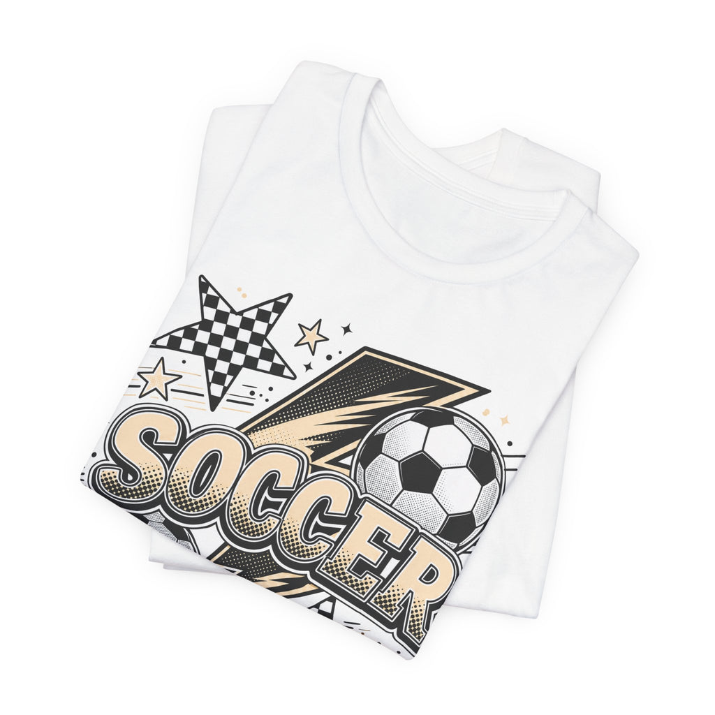 Soccer Lightning Tee | Bold Soccer Ball Graphic Shirt | Soccer Gift Tee | Checkered Star Soccer Design