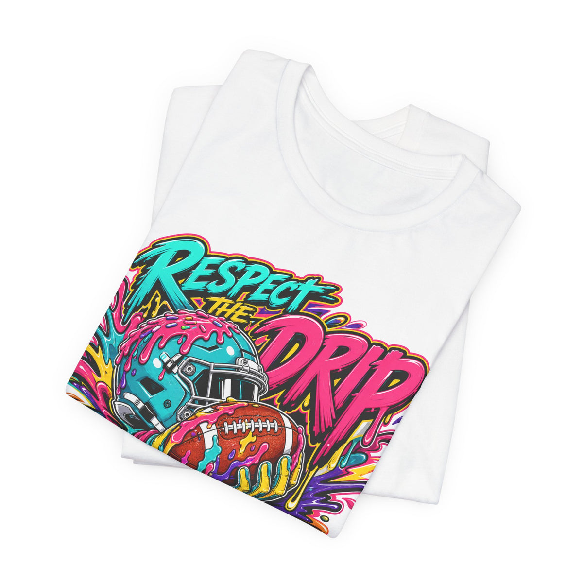 Respect The Drip Graffiti Tee | Bold Football Paint Drip Shirt | Football Graphic Gift | Street Football Tee
