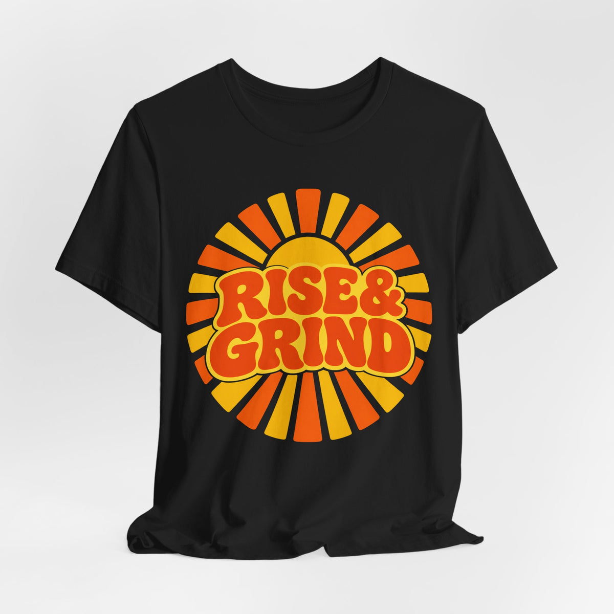 Rise and Grind Retro Sunburst T-Shirt | Gym Motivation Tee | Early Riser Gift Shirt