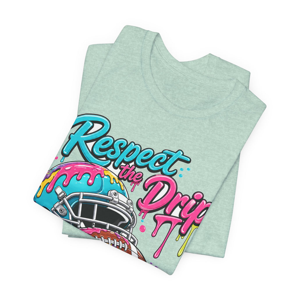 Respect The Drip Neon Tee | Bold Football Paint Drip Shirt | Football Graphic Gift | Bright Sports Tee