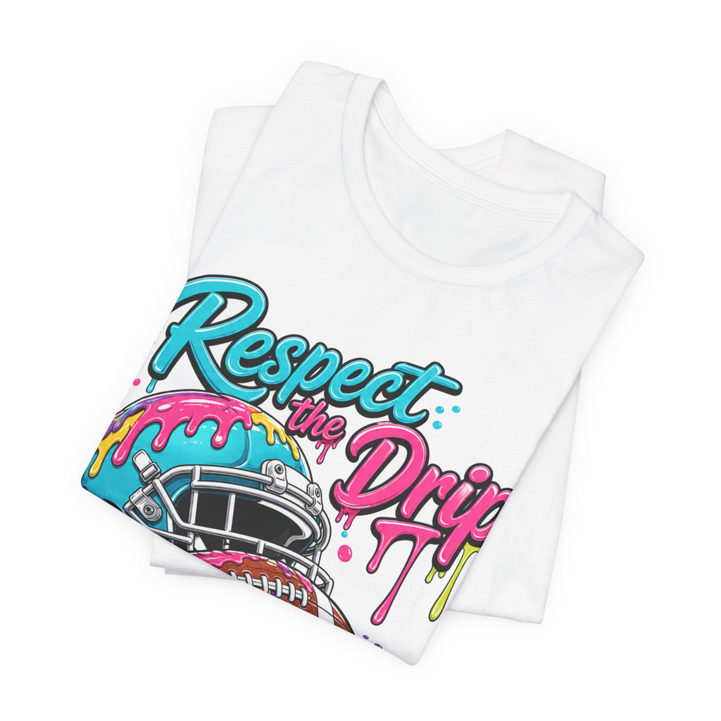 Respect The Drip Neon Tee | Bold Football Paint Drip Shirt | Football Graphic Gift | Bright Sports Tee