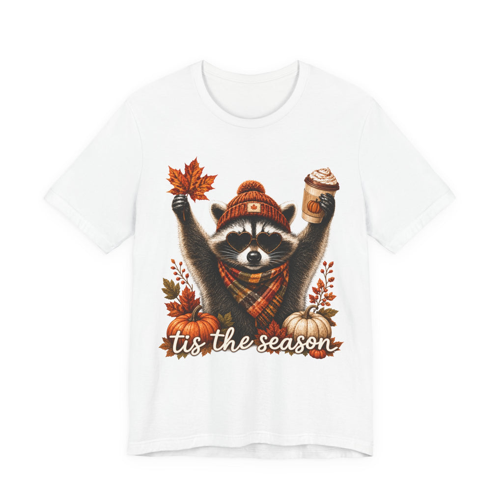 Tis The Season Autumn Raccoon Tee | Cute Fall Raccoon Shirt | Autumn Gift Tee | Pumpkin Spice Season Design