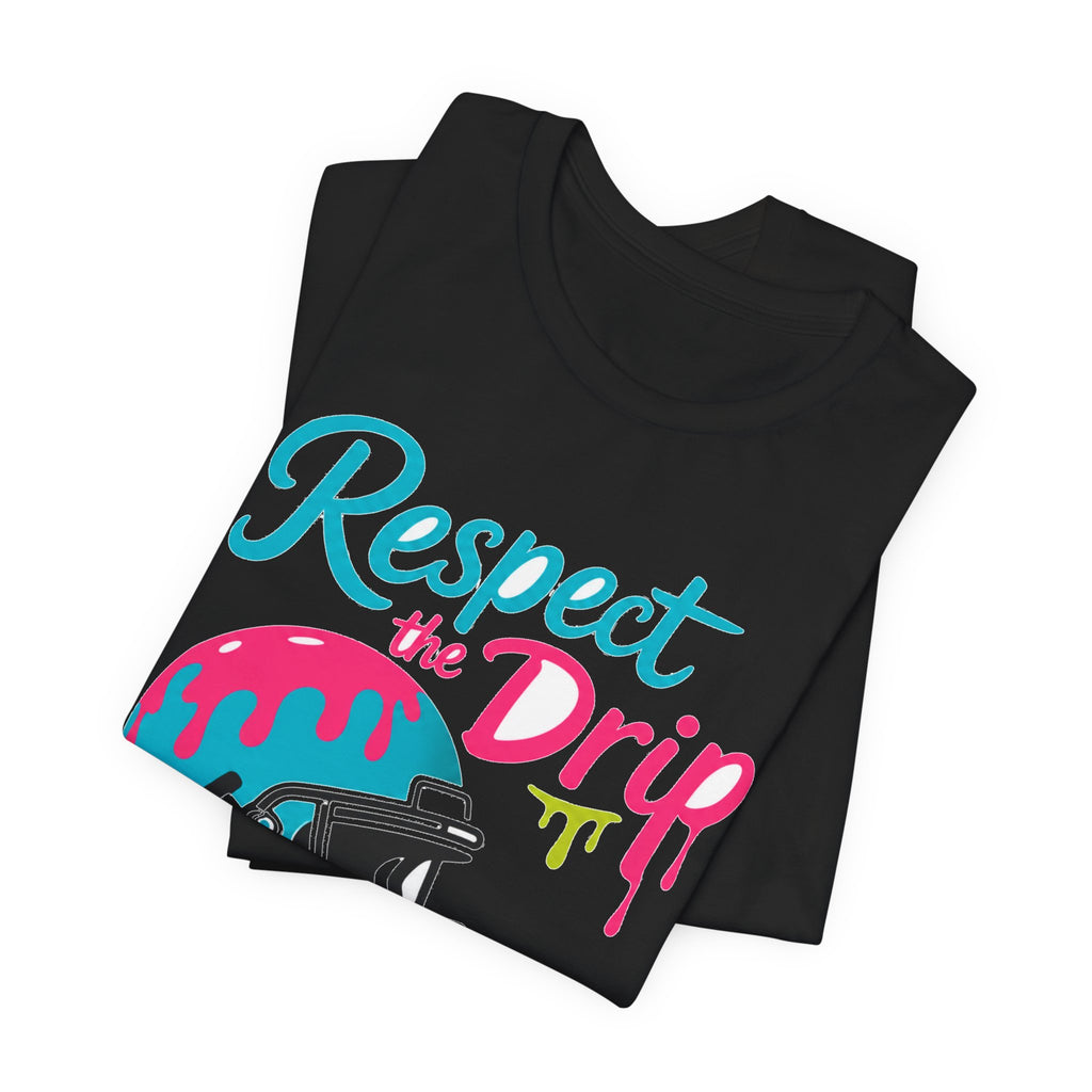 Respect The Drip Tee | Football Paint Drip Helmet Shirt | Football Graphic Gift | Bold Sports Streetwear Tee