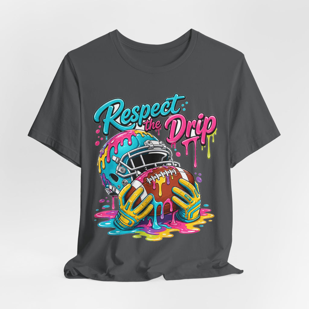 Respect The Drip Neon Tee | Bold Football Paint Drip Shirt | Football Graphic Gift | Bright Sports Tee