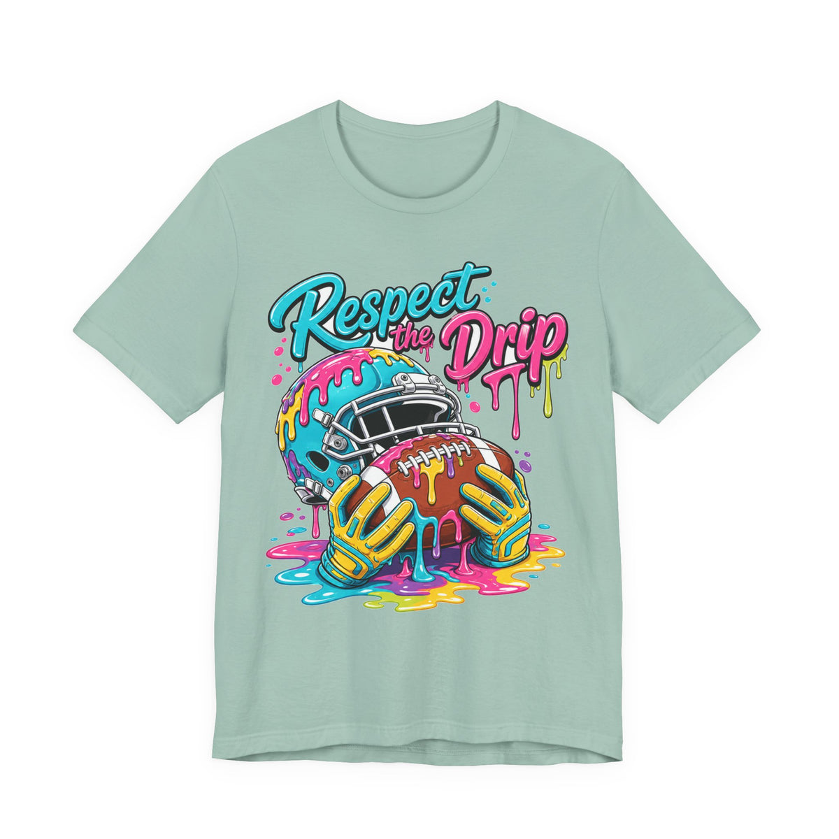 Respect The Drip Neon Tee | Bold Football Paint Drip Shirt | Football Graphic Gift | Bright Sports Tee