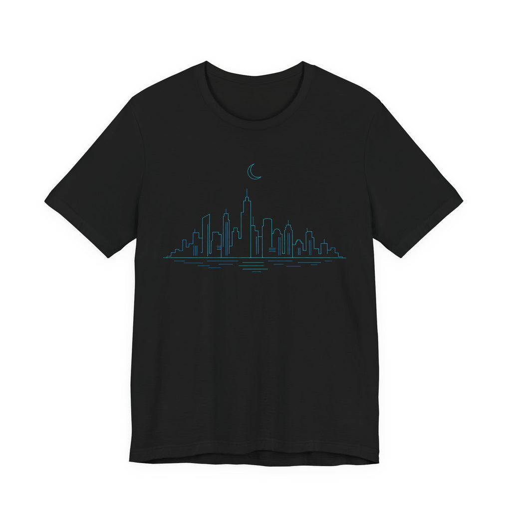 Urban Night Skyline T-Shirt | Minimalist City Line Art Tee | City Skyline Streetwear Shirt | Skyline Line Art Gift Shirt